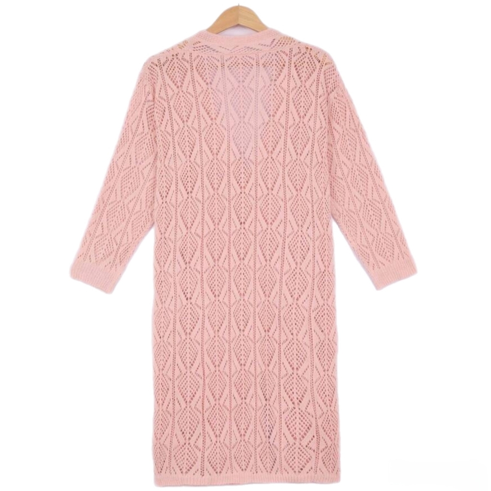 Longline Pink Cardigan Sweater - Picture 3 of 10